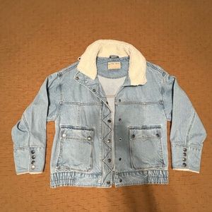 Free People Ariel Cozy Denim Bomber